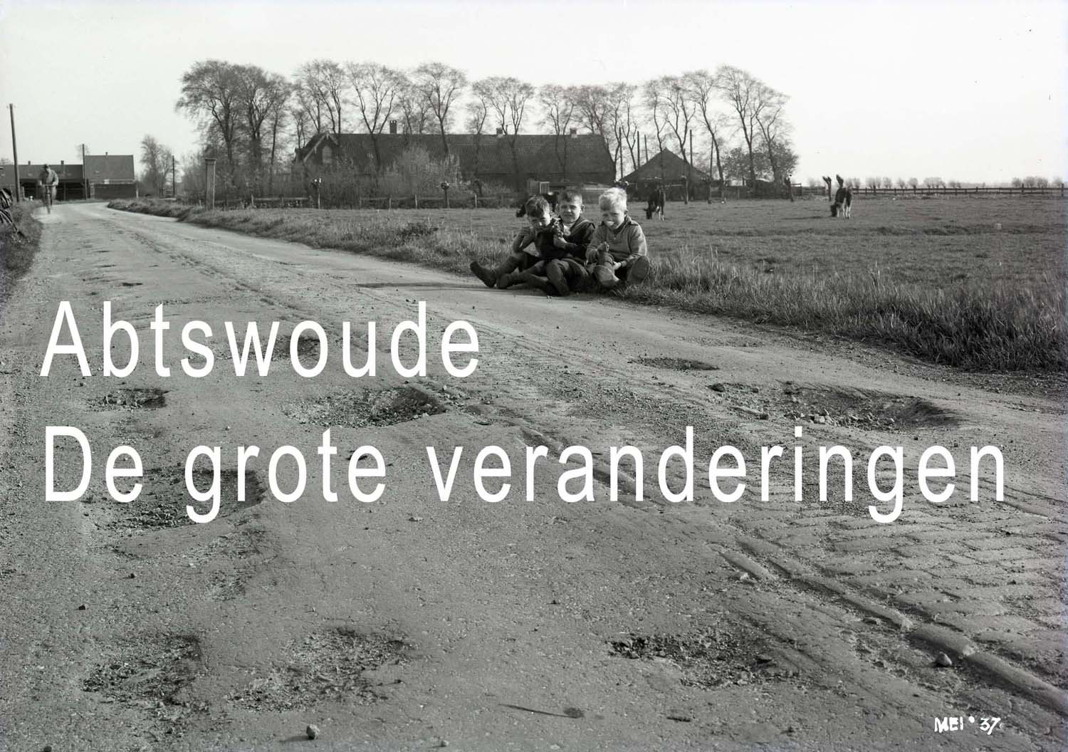 Abtswoudseweg bij de knik glasnegatief 1937